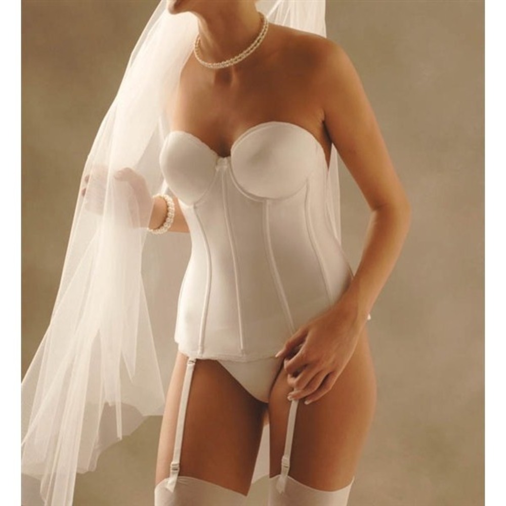 NWOT Va Bien 34D Ultra Lift Sultry Satin Bustier Bridal Shaper 513 White 113953